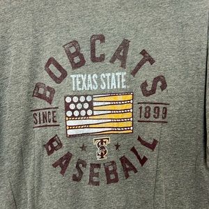 Texas State University Bobcats Baseball Gray short sleeve Graphic T shirt 3XL